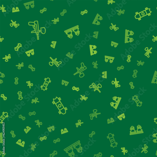 Set line Paintball gun, Longboard or skateboard and Snowboard on seamless pattern. Vector