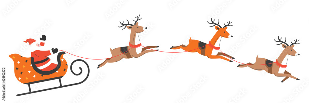 Ταπετσαρία Santa Claus riding sleigh with xmas reindeers