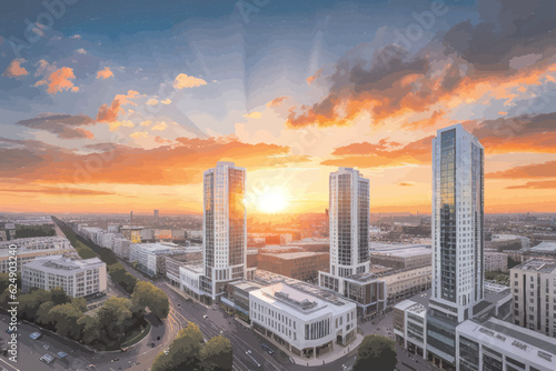 sunset over the city