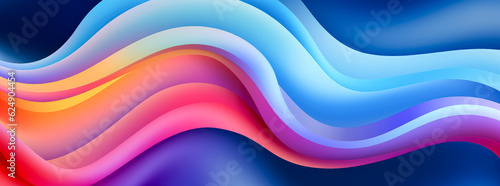 Abstract background with pink, blue and yellow colors, in the style of rounded, fluid geometric color shapes.