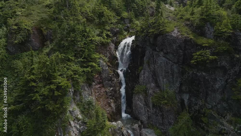 River running down the mountain by rocks and trees. River running down the mountain by rocks and trees.