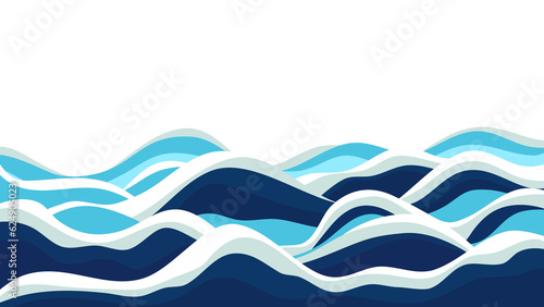 Vector of white and blue ocean waves in two tone color