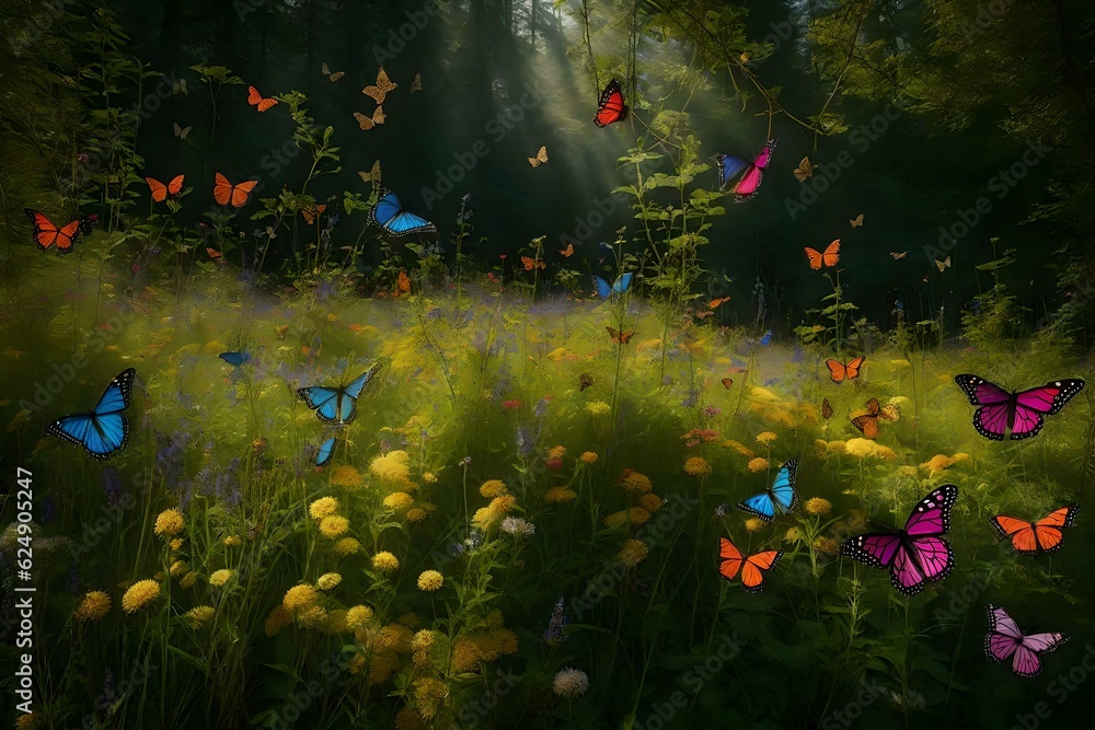 meadow with flowers generated Ai Technology