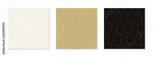 Fotografia Luxury gold background pattern seamless geometric line circle abstract design vector