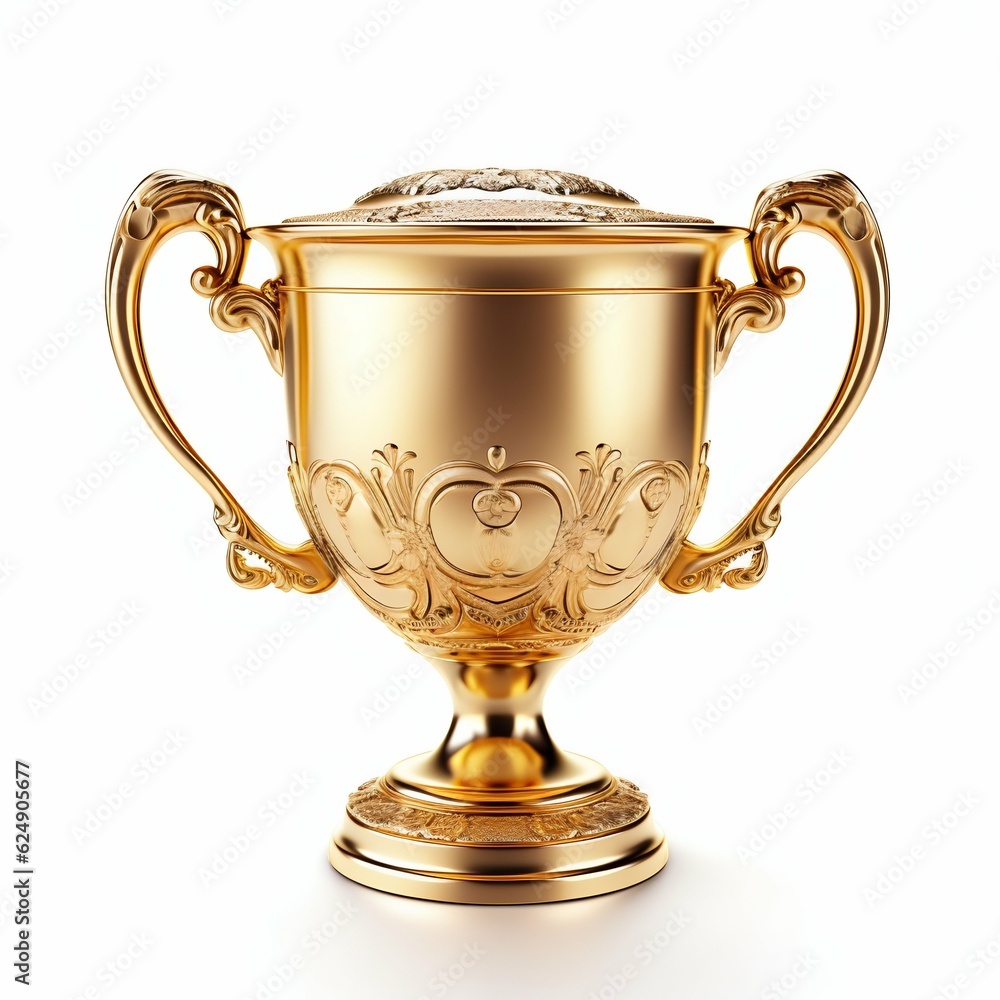 Gold Winner Cup Trophy Isolated on White Background. Generative ai Gold Winner Cup Trophy Isolated on White Background. Generative ai