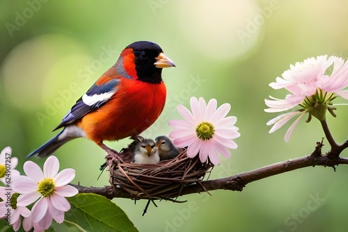 robin on a flower © Naila