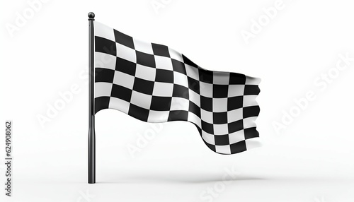 Checkered Black and White Racing Flag Isolated on White Background. Generative ai