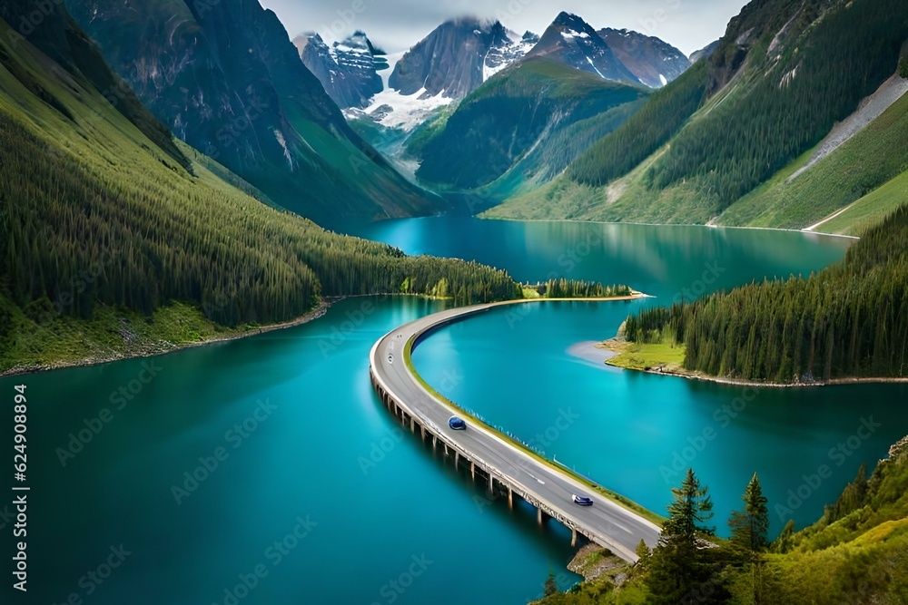 lake and mountains generated Ai. lake and mountains generated Ai.