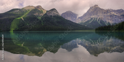 Clouds and rain over Emerald Lake located in Yoho National Park  Canada.