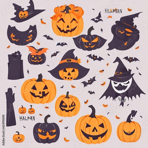 halloween vector hand drawn flat halloween