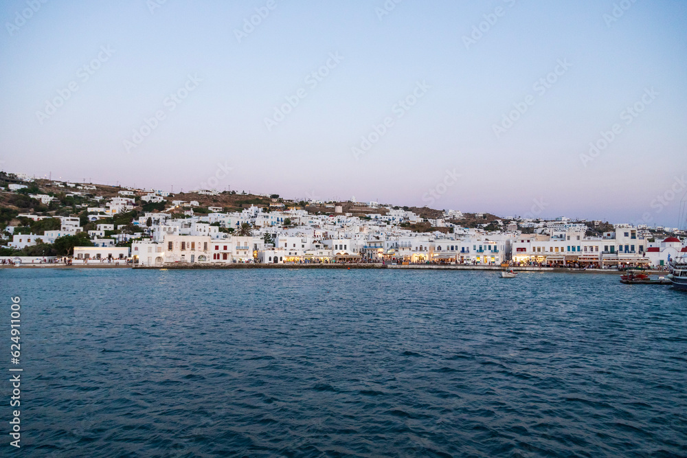 View of the city of Mykonos, Greece
