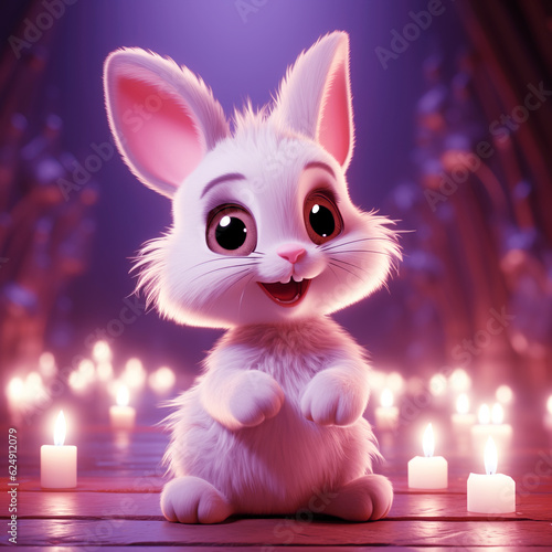 Pink bunny surrounded by candles  © Goran