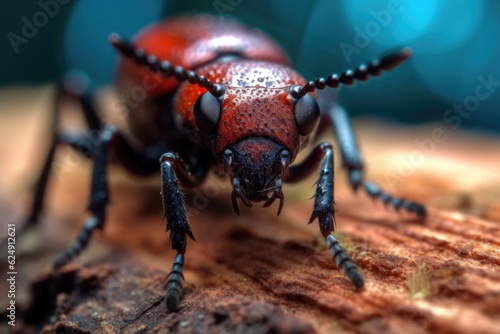 macro shot of a beetle burrowed into wood, created with generative ai © Alfazet Chronicles