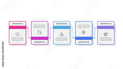 Rectangles infographic with 5 steps, options, parts or processes. Business data visualization.