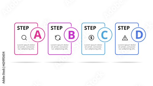 Rectangles infographic with 4 steps, options, parts or processes. Business data visualization.