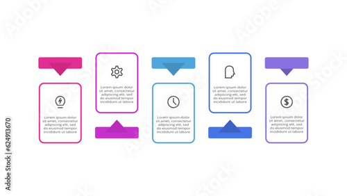 Rectangles infographic with 5 steps, options, parts or processes. Business data visualization.