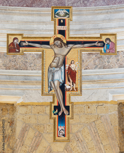 NAPLES, ITALY - APRIL 22, 2023: The icon of Crucifixion in the church Basilica di San Giovanni Maggiore by unkonwn artist. photo