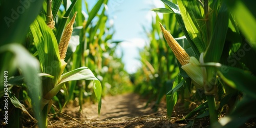 Corn field  harvesting  eco-friendly products. Generative AI