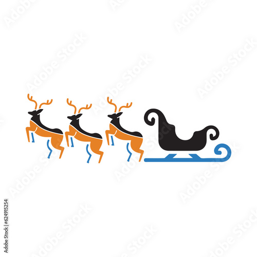 Sleigh Santa Claus  deer  Xmas Vehicle and deer icon