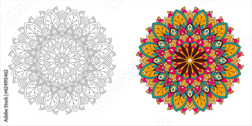 colourful modern mandala design , black and white mandala design, abstract mandala floral ornament