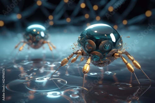 nanotechnology concept with microscopic robots, created with generative ai © altitudevisual
