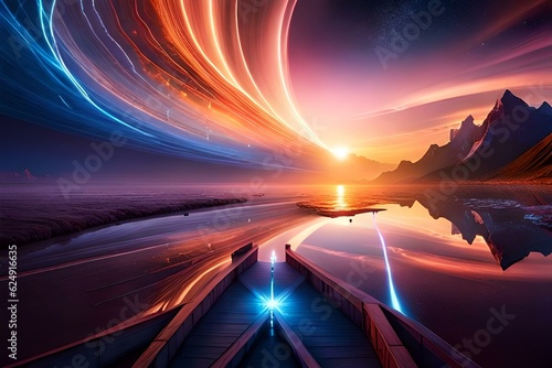 driving on the highway at sunset