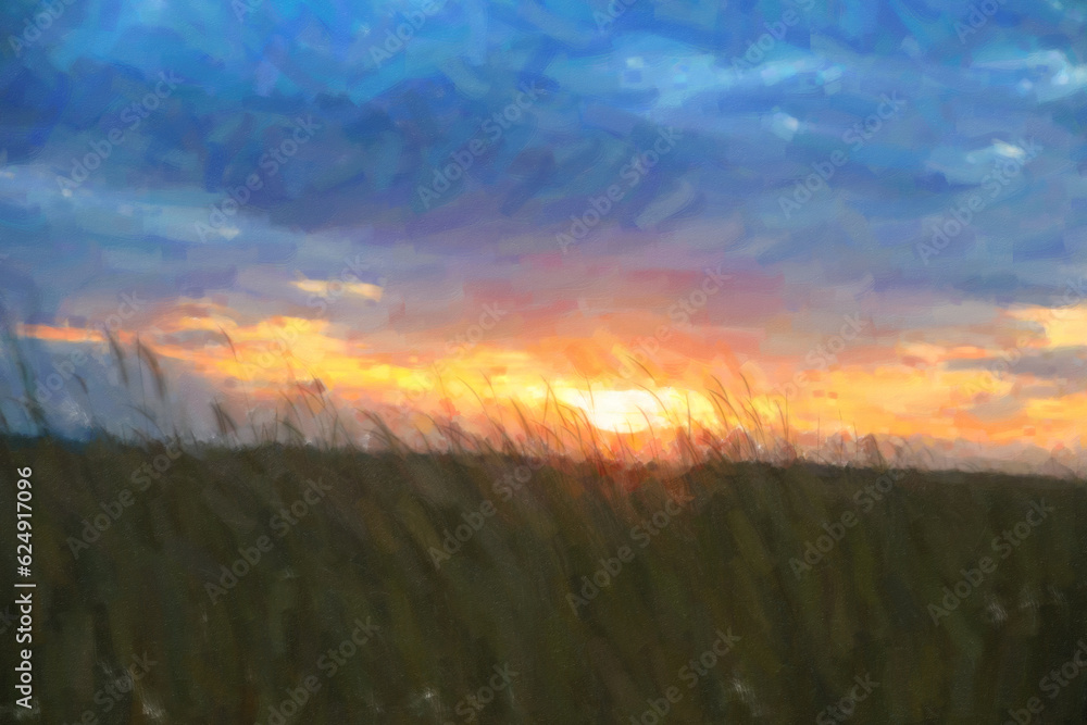Obraz premium Pain Sunlight over Meadow