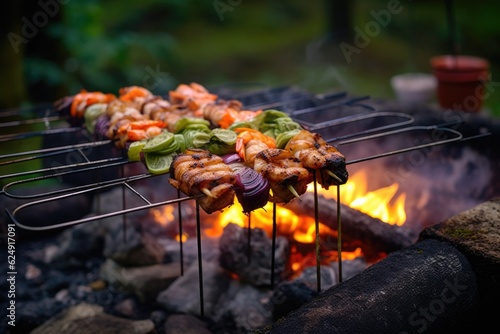 Wallpaper Mural competition setup with multiple grills and burgers, created with generative ai Torontodigital.ca