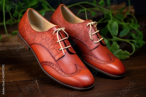 high-quality leather shoes with detailed stitching, created with generative ai