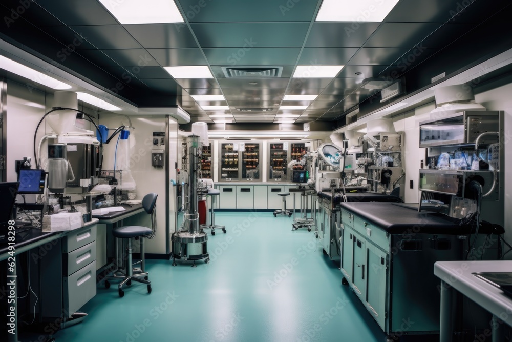 Fototapeta premium laboratory setup for stem cell research, created with generative ai