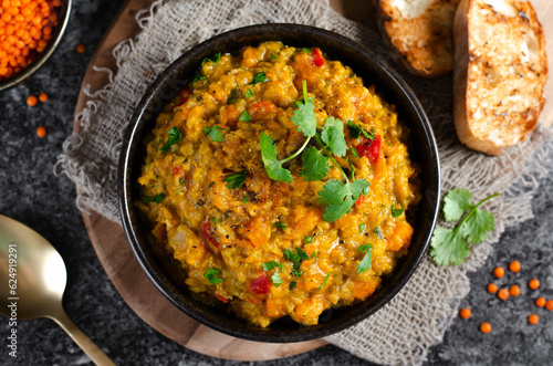 Red Lentils Indian Curry Dal, Lentil Dhal, Tasty Meal