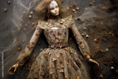 dolls dress covered in dust and moth holes, created with generative ai © altitudevisual