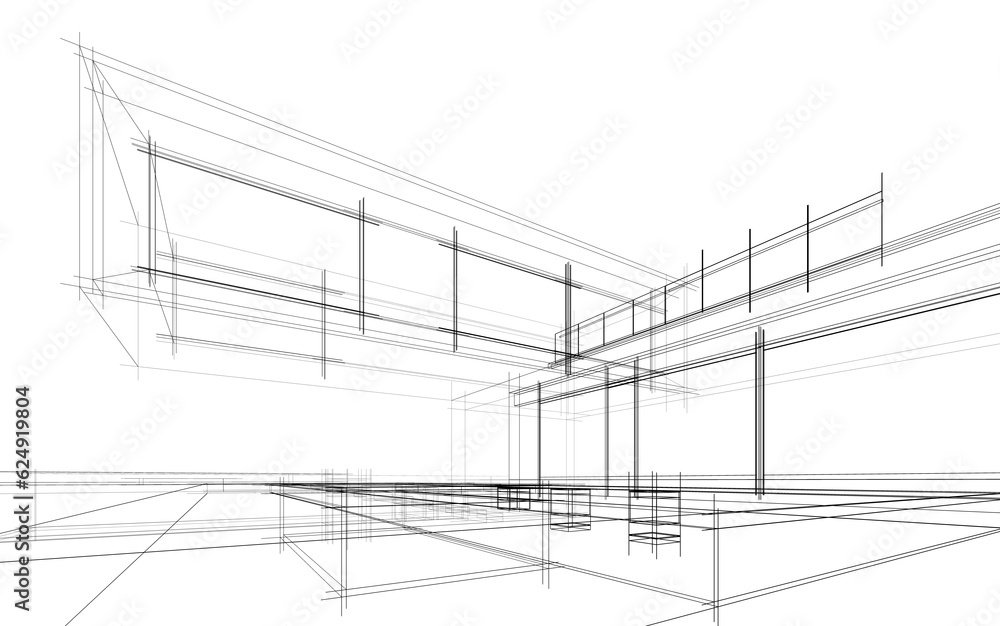 house building sketch architectural 3d illustration house building sketch architectural 3d illustration