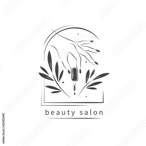 Nail studio logo. Nail polish. Minimalistic vector illustration for beauty salon