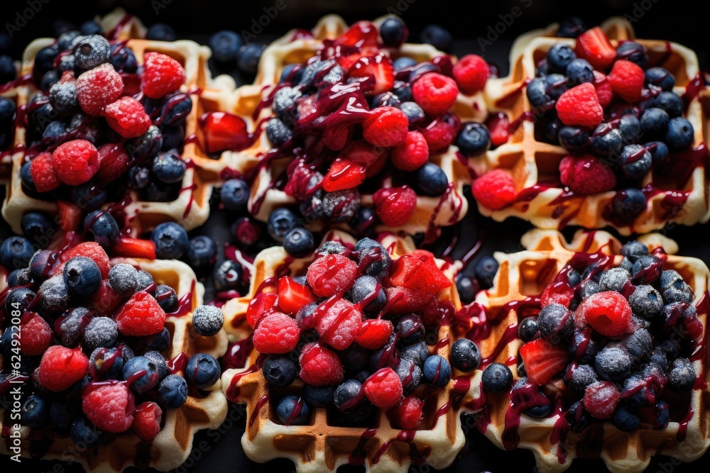 waffle with ice cream and fresh berries waffle with ice cream and fresh berries