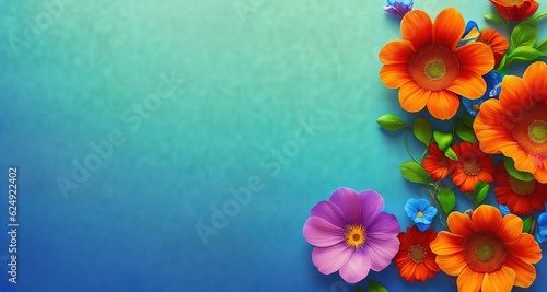 Abstract background decorated with flower composition with blank space, top view.  © Ivan