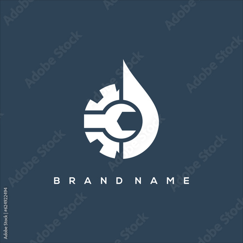 mechanical spanner and oil logo vector