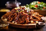slow-smoked bbq pulled pork with a mouthwatering glaze, created with generative ai