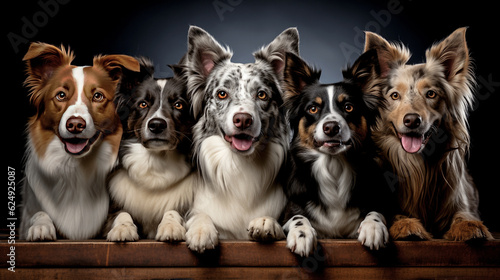 group of dogs of different breeds looking at the camera. generated  ia... © perpis