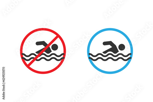 No swimming and swimming area icon sign vector design