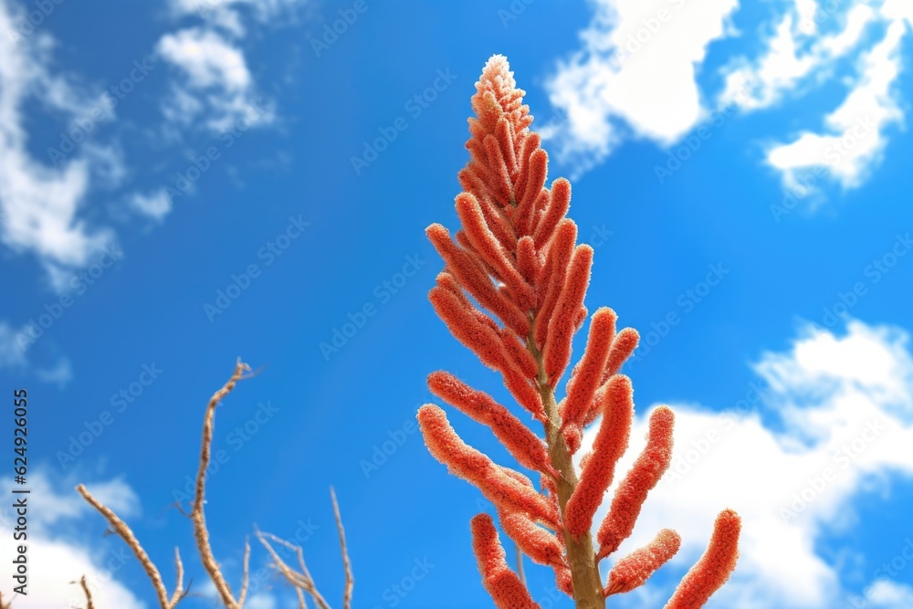 a blooming ocotillo plant reaching towards the sky, created with generative ai a blooming ocotillo plant reaching towards the sky, created with generative ai