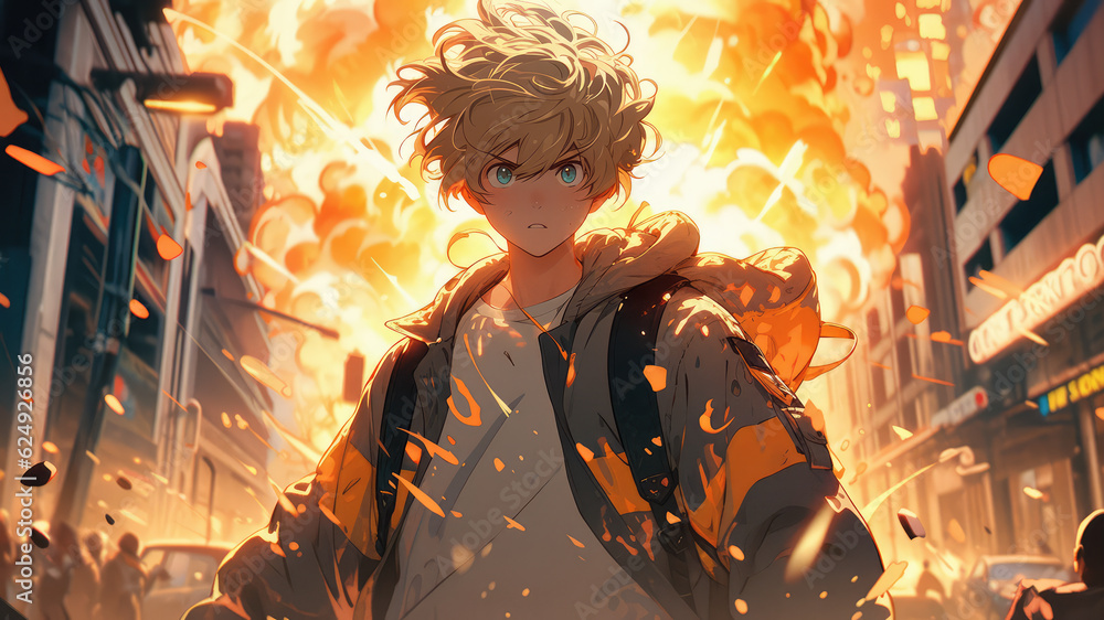 Obraz premium Anime character captured from a cinematic movie action scene - Generative AI