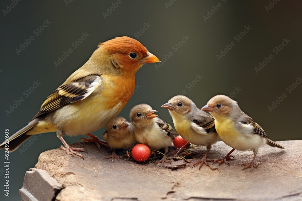 chicks competing for their share of food from parent bird, created with generative ai chicks competing for their share of food from parent bird, created with generative ai