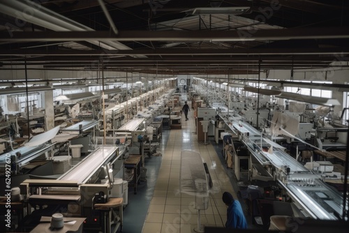 p&p factory, with machines and conveyor belts producing high-quality products, created with generative ai