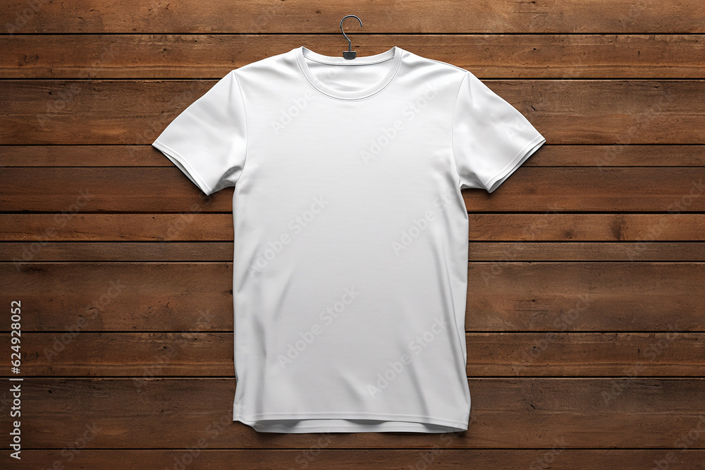 white t shirt mockup on a wooden background white t shirt mockup on a wooden background