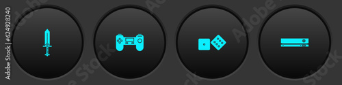 Set Sword for game, Gamepad, dice and Video console icon. Vector