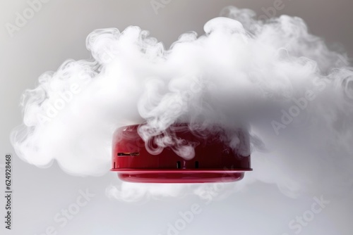 close-up of smoke alarm on white background, created with generative ai