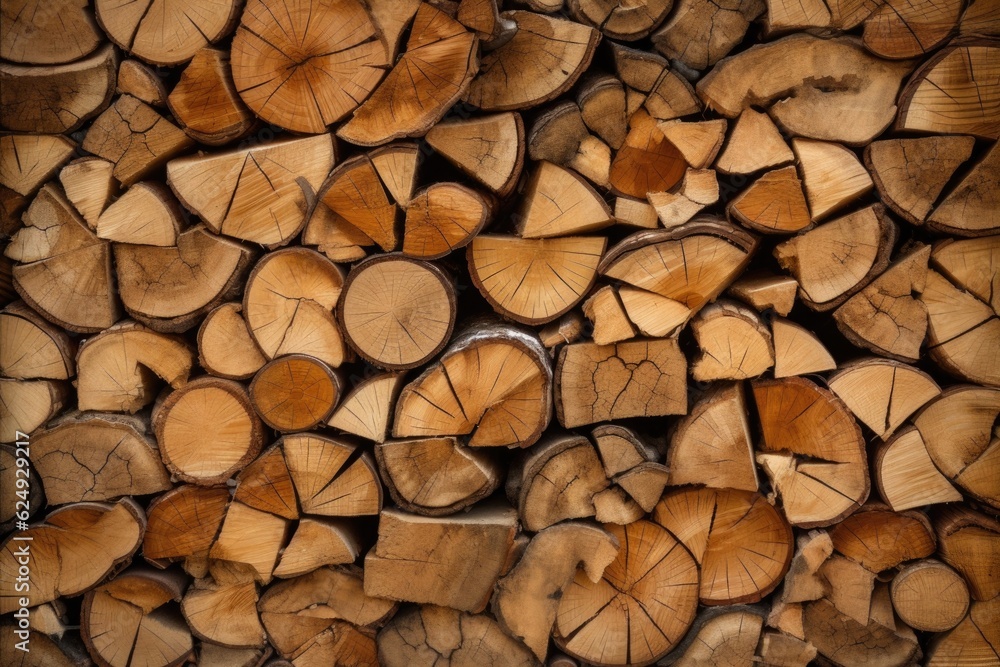 close-up of split firewood texture and patterns, created with generative ai close-up of split firewood texture and patterns, created with generative ai