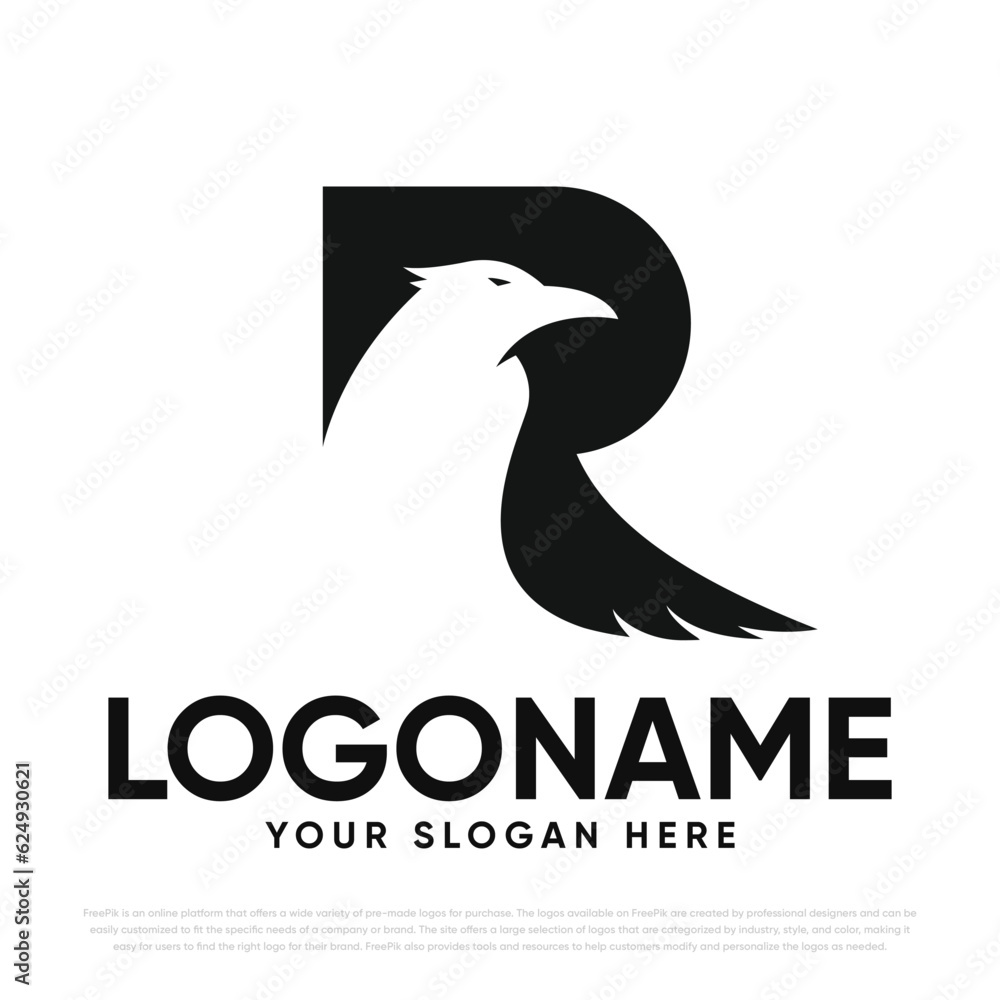 Obraz premium R Raven Logo Design