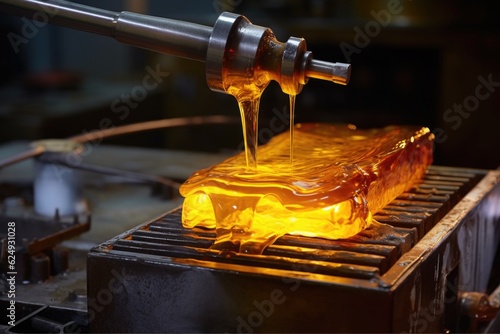 quenching a heated blade in cooling oil, created with generative ai